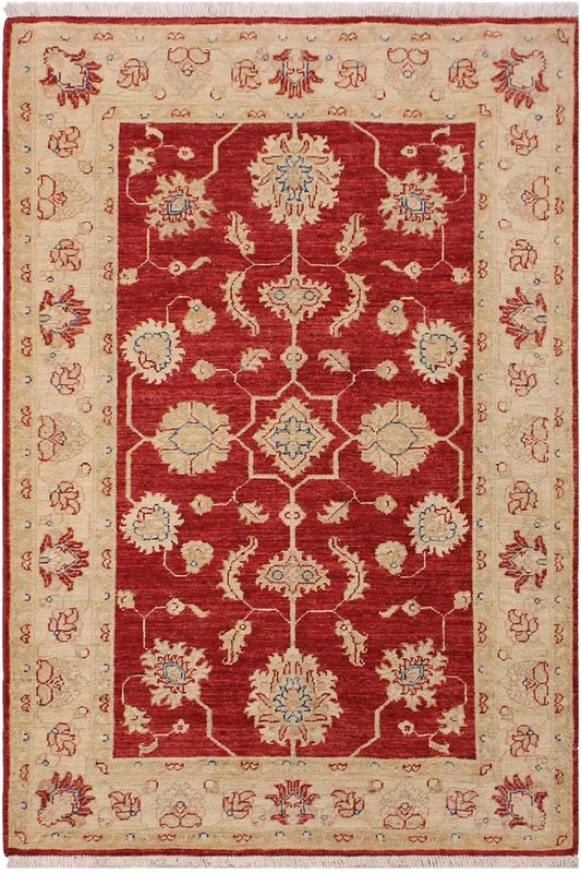 Oriental Ziegler Strauss Red/Ivory Wool Rug – 3’3” x 4’10”