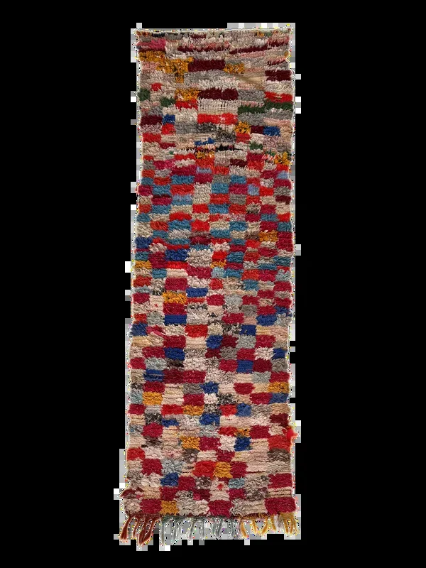 Oued Zem Checkered Boucherouite Runner – Primary Colors