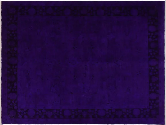 Overdyed Color Reform Skelton Blue/Purple Wool Rug -7’10 x 9’8