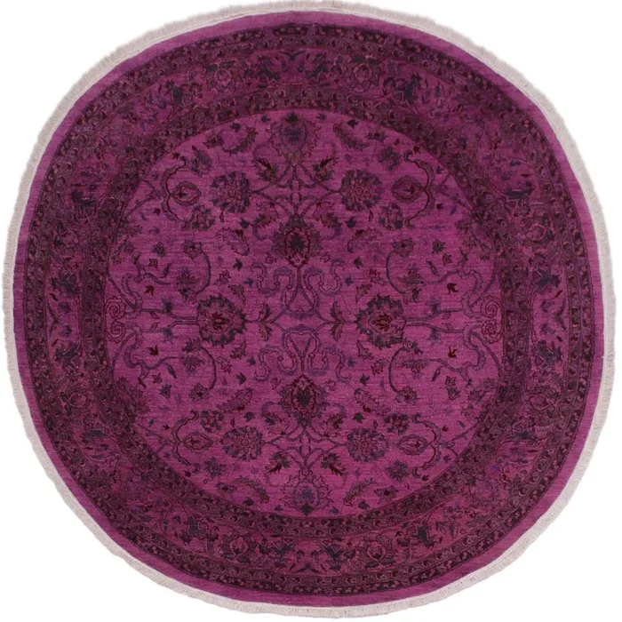 Overdyed Color Reform Thomas Purple/Red Wool Round 7’8 x 8’1