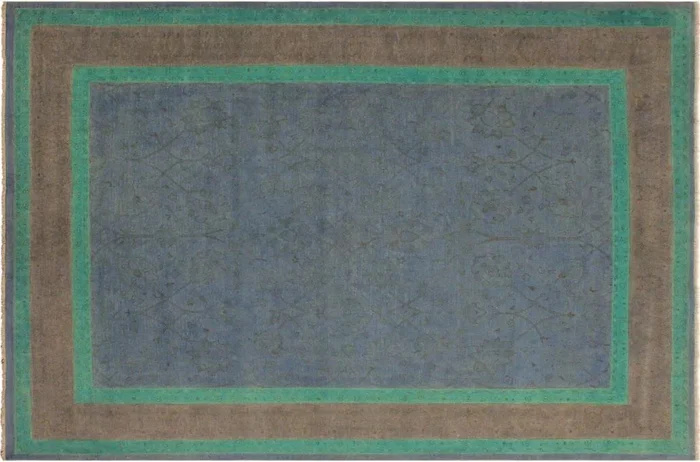 Overdyed Jeffery Blue/Gray Hand-Knotted Rug 7’10 x 9’9