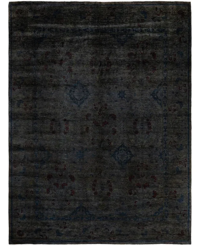Overdyed One-of-a-Kind Wool Brown Area Rug 9′ 2″ x 12′ 1″