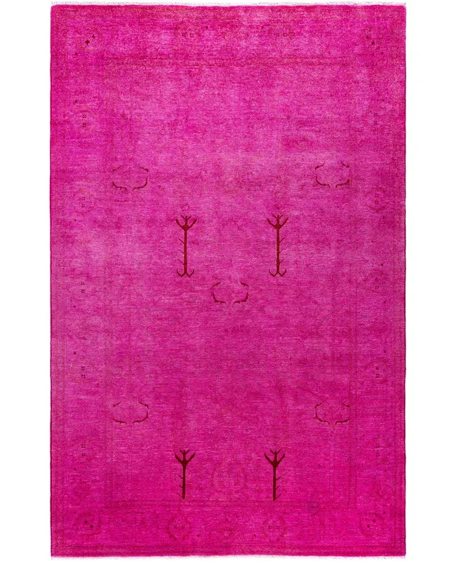 Overdyed One-of-a-Kind Wool Pink Area Rug 5′ 2″ x 7′ 10″