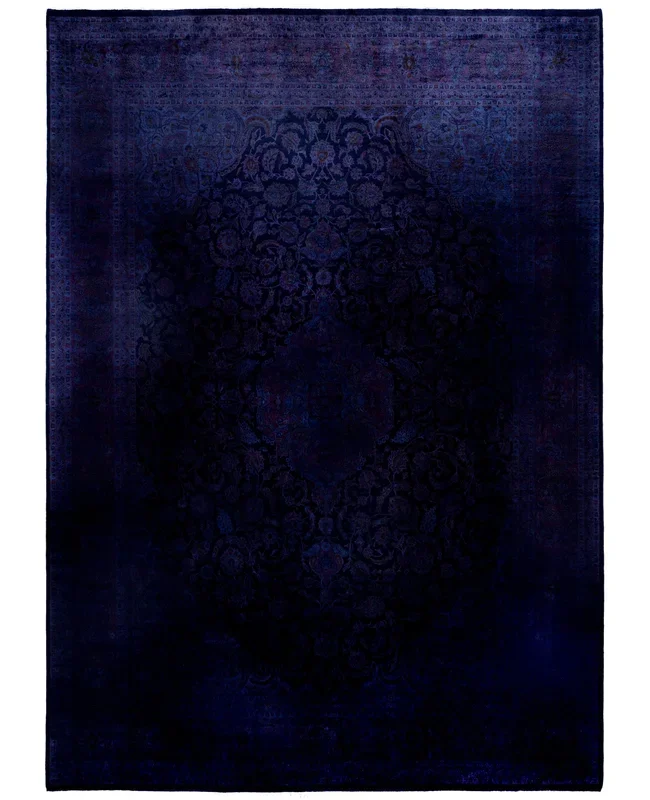 Overdyed One-of-a-Kind Wool Purple Area Rug 10′ 0″ x 14′ 0″