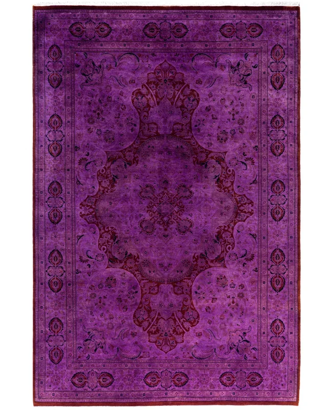 Overdyed One-of-a-Kind Wool Purple Area Rug 6′ 2″ x 9′ 3″