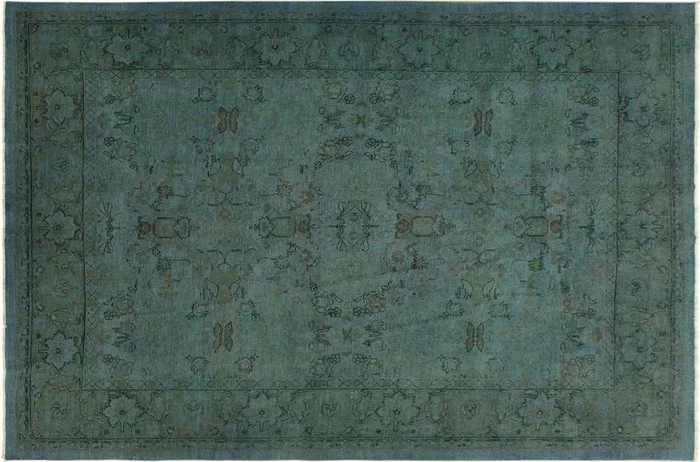 Overdyed Tama Blue/Green Hand-Knotted Rug 7’11 x 10’0