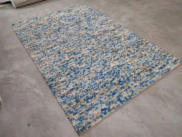 Pebbles Blue Multi Pure wool hand woven floor rug