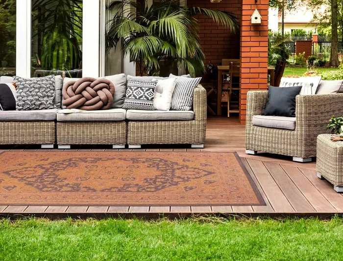 Persian Outdoor Orange Black Rug