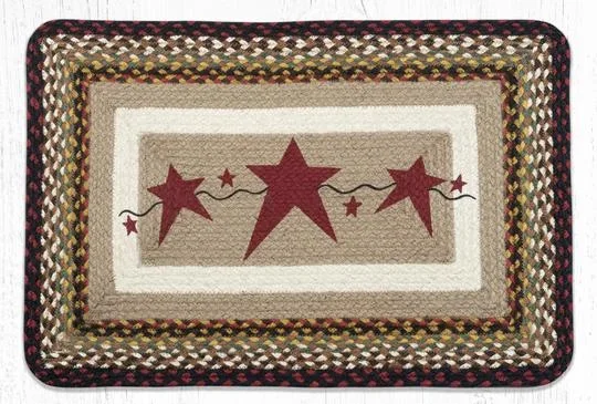 PP-019 Primitive Stars Burgundy Oblong Print Rug