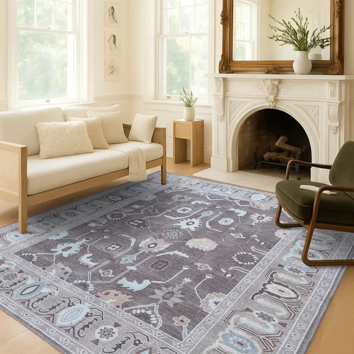 Rawiya Brown Gray Modern Oushak Rug