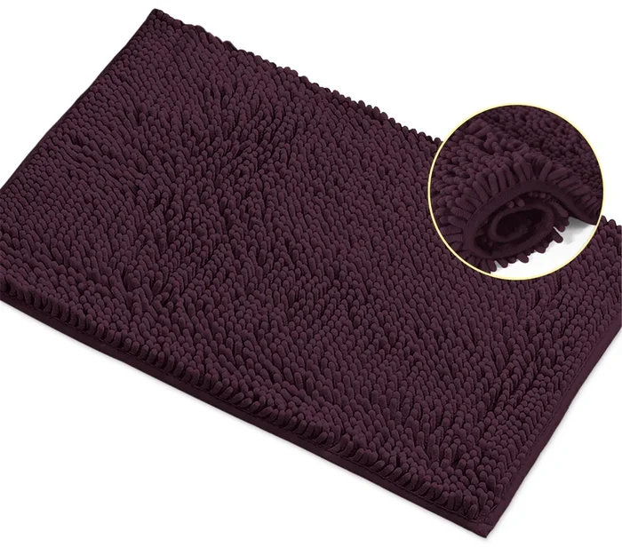 Rectangle Microfiber Bathroom Rug, 15×23 inch, Plum
