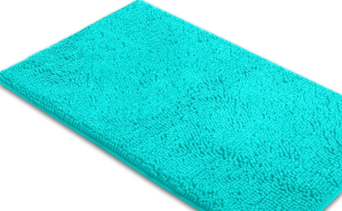 Rectangle Microfiber Bathroom Rug, 24×36 inch, Light Blue