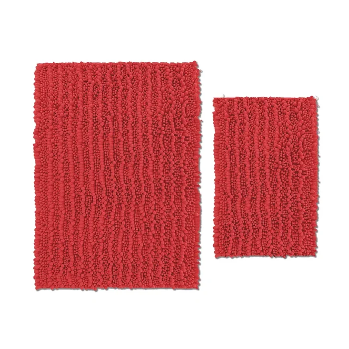 Rectangular 2 Piece Bath Rug Set, 15×23 + 24×36 inch, Red