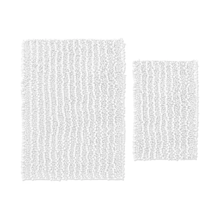 Rectangular 2 Piece Bath Rug Set, 15×23 + 24×36 inch, White