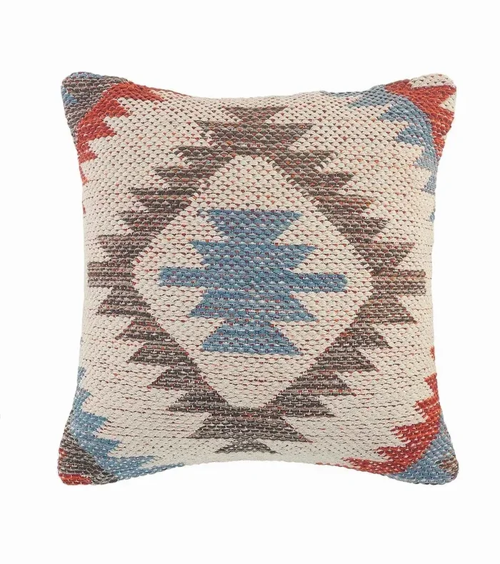 Red, Blue, and Gray Southwestern LR081536 Throw Pillow