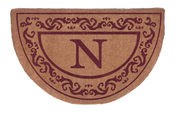 Red Half Round Rolling Scrolls Border Personalized Doormats 38×60