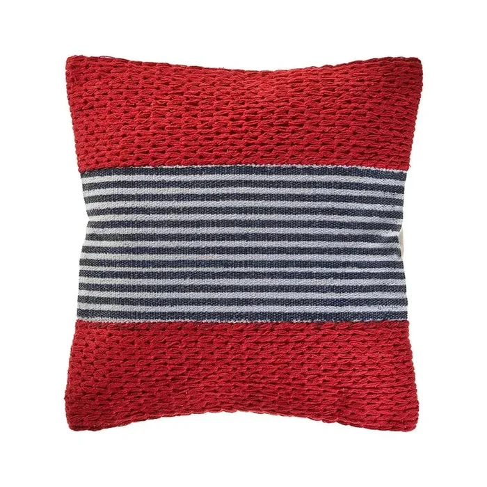 Red Nautical Striped LR07428 Throw Pillow