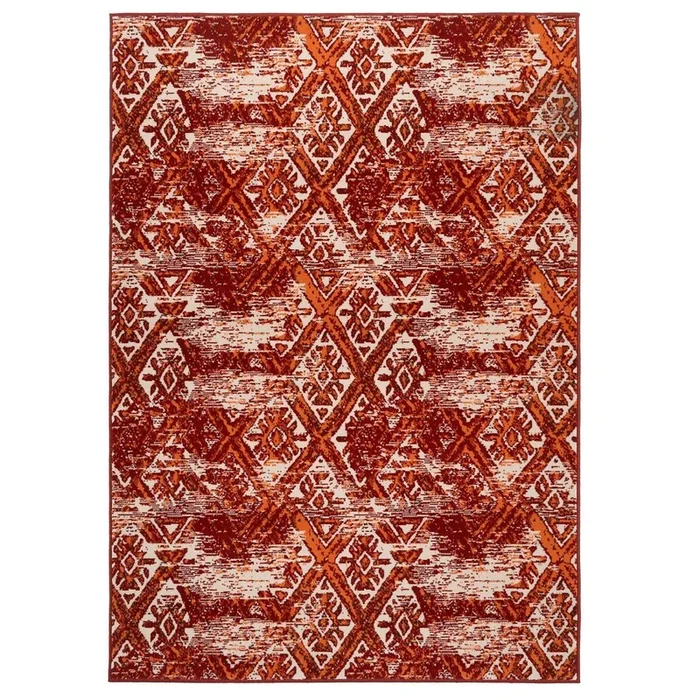 Red Orange Patterned Living Room Rug