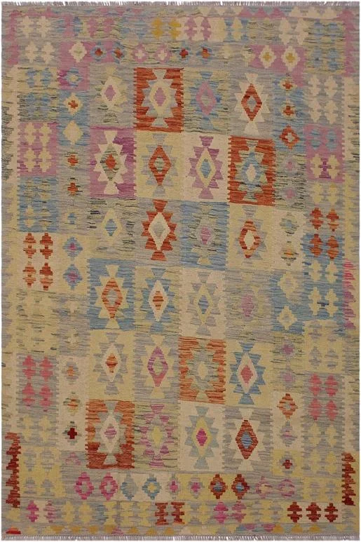 Retro Turkish Kilim Arla Hand-Woven Wool Rug – 5’0” x 6’6”