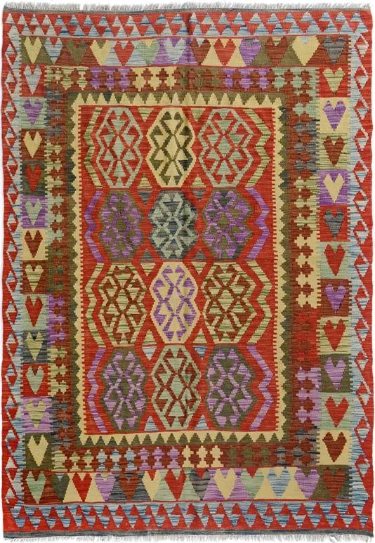 Retro Turkish Kilim Bart Hand-Woven Wool Rug – 4’11” x 6’9”