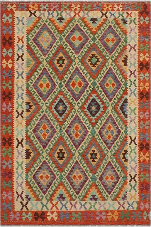 Retro Turkish Kilim Berg Hand-Woven Wool Rug – 5’7” x 7’11”