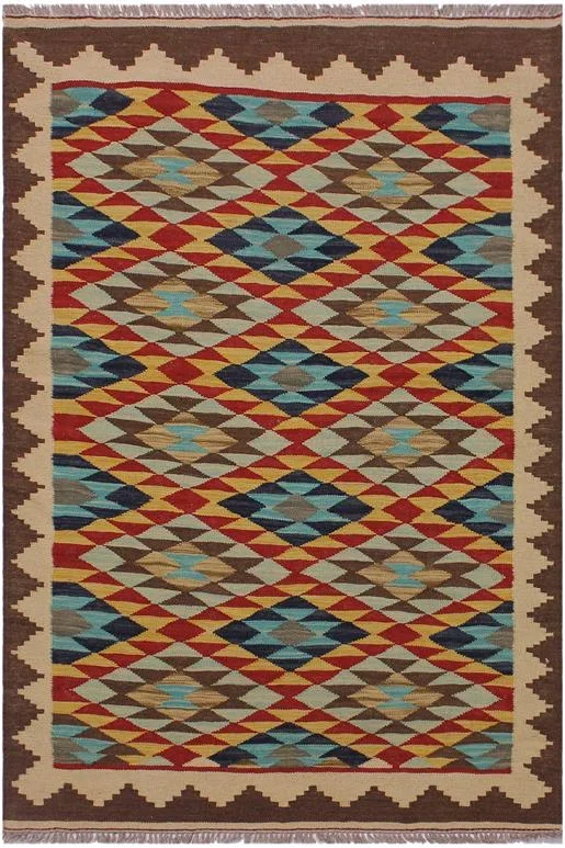 Retro Turkish Kilim Betsey Hand-Woven Wool Rug – 3’4” x 4’11”