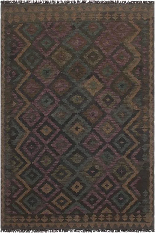 Retro Turkish Kilim Brain Hand-Woven Wool Rug – 4’10” x 6’3”