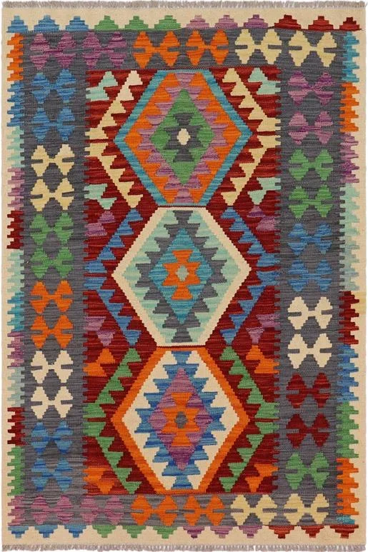 Retro Turkish Kilim Jane Hand-Woven Wool Rug – 3’5” x 5’0”