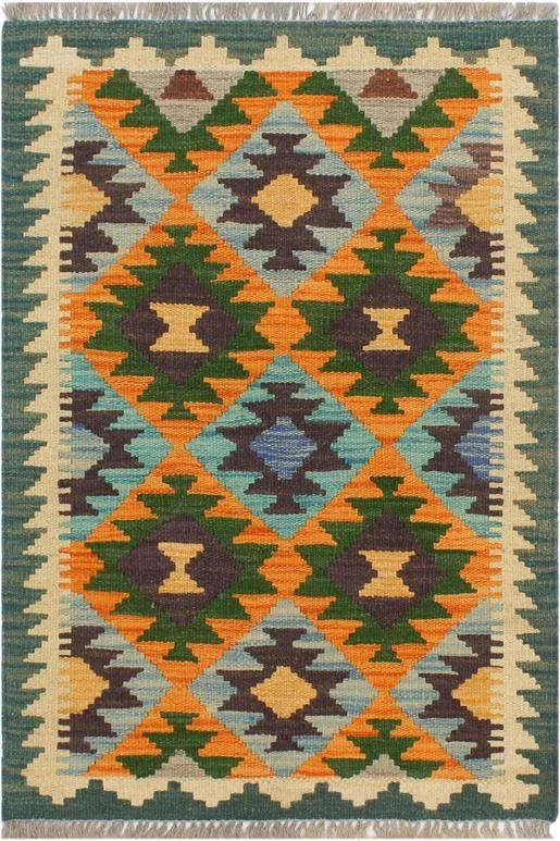 Retro Turkish Kilim Jeramy Hand-Woven Wool Rug – 2’0” x 2’11”