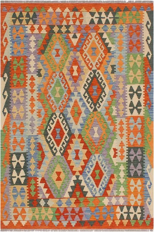 Retro Turkish Kilim Londa Hand-Woven Wool Rug – 5’1” x 6’4”