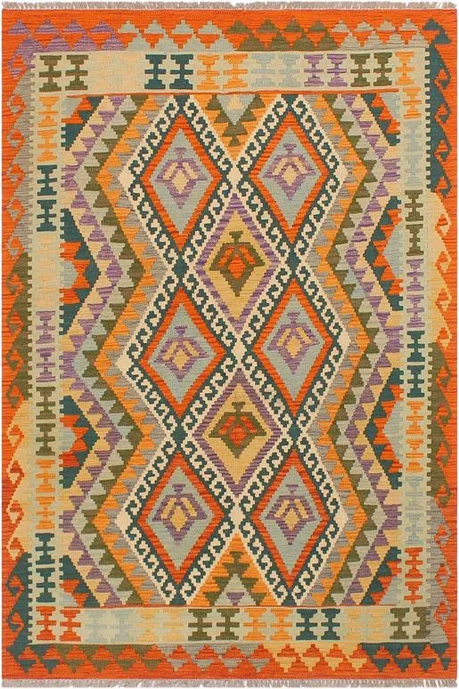 Retro Turkish Kilim Marchell Hand-Woven Wool Rug – 4’1” x 5’9”