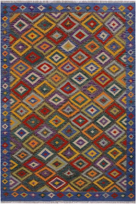 Retro Turkish Kilim Mariano Hand-Woven Wool Rug – 5’6” x 8’1”