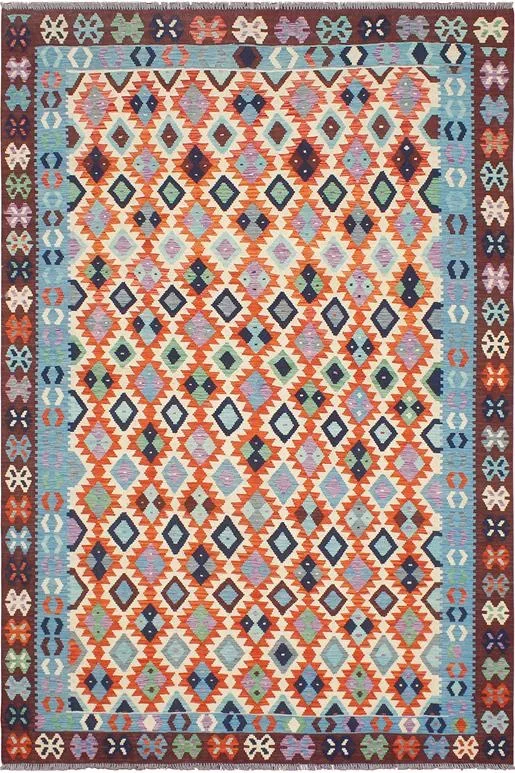 Retro Turkish Kilim Nell Hand-Woven Wool Rug – 6’8” x 9’5”