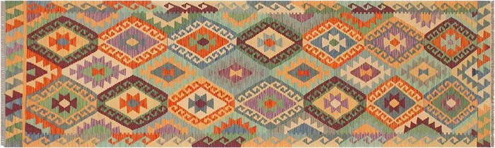 Retro Turkish Kilim Paulene Hand-Woven Wool Runner – 2’7” x 9’9”