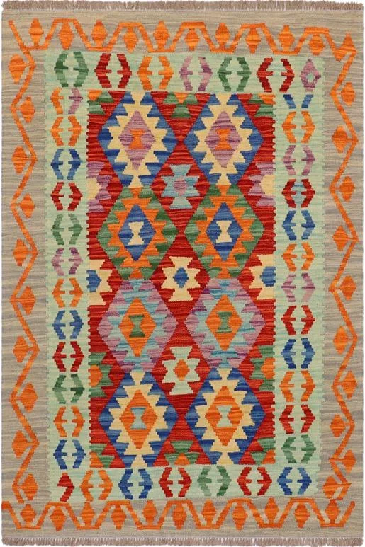 Retro Turkish Kilim Sofia Hand-Woven Wool Rug – 3’8” x 4’8”