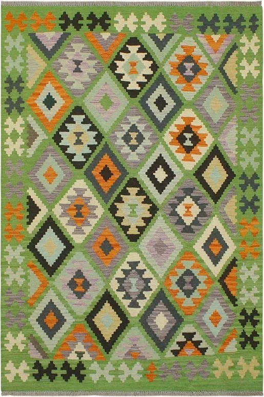 Retro Turkish Kilim Stewart Hand-Woven Wool Rug – 4’2” x 5’6”