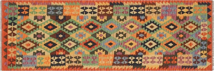 Retro Turkish Kilim Tegan Hand-Woven Wool Runner – 2’11” x 9’3”