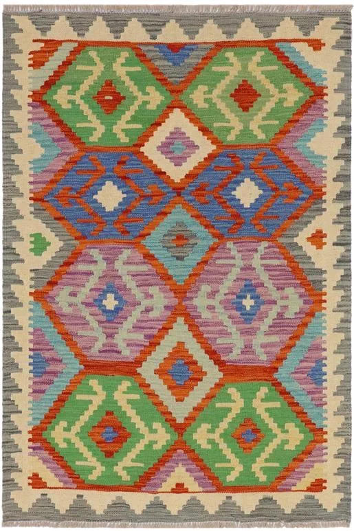 Retro Turkish Kilim Titus Hand-Woven Wool Rug – 3’4” x 4’6”