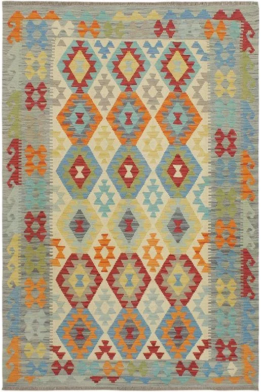 Retro Turkish Kilim Webster Hand-Woven Wool Rug – 5’1” x 6’7”