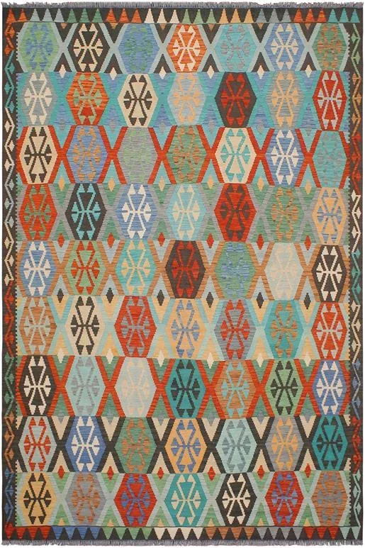 Retro Turkish Kilim Wilhelmi Hand-Woven Wool Rug – 8’2” x 9’9”