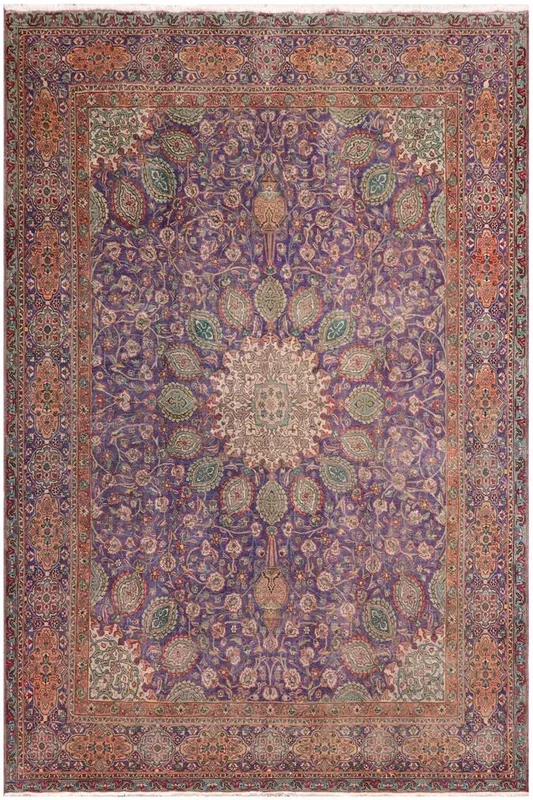 Retro Vintage Aiden Blue/Rust Wool Rug – 10’3” x 12’7”