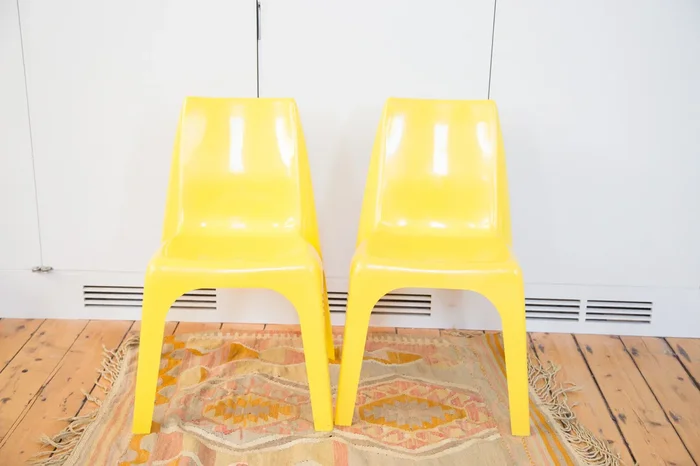 Retro Vintage Borg Wagner Yellow Chairs