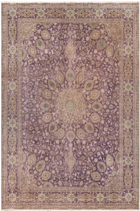 Retro Vintage Patience Purple/Green Wool Rug – 9’9” x 12’11”