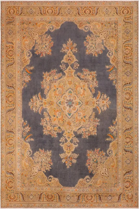 Retro Vintage Sommers Grey/Gold Wool Rug – 9’10” x 12’11”