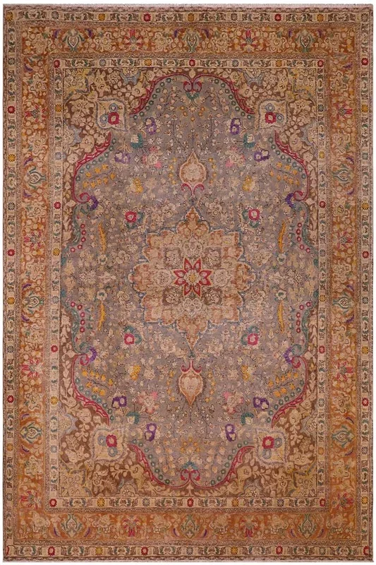 Retro Vintage Sylveste Gray/Brown Wool Rug – 9’9” x 12’10”
