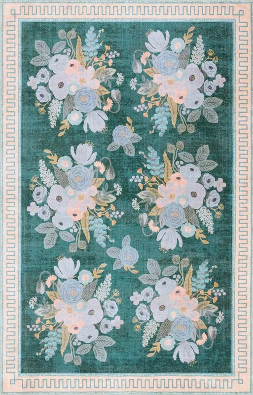 Rifle Paper Co. x Loloi Jardin JAD-01 Emerald Contemporary Power Loomed Rug