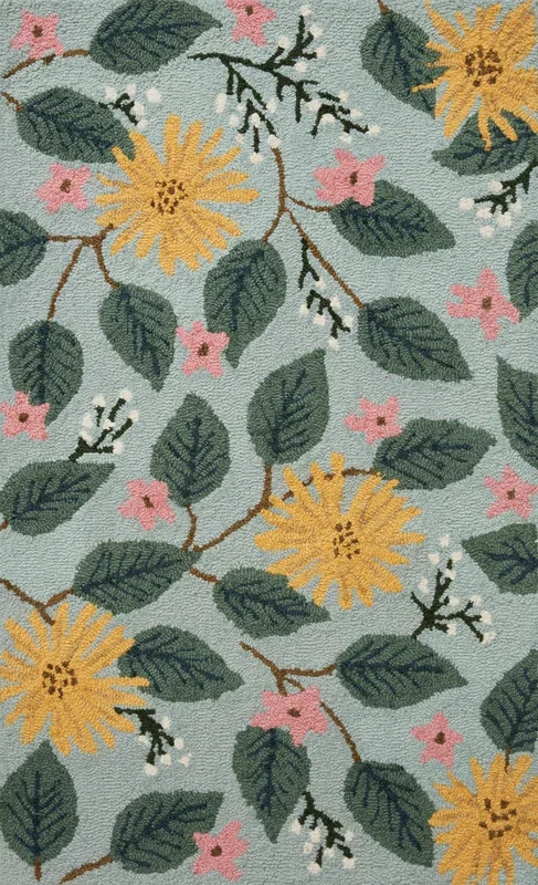 Rifle Paper Co. x Loloi Minnie MIN-07 Lt. Blue Contemporary Hooked Rug