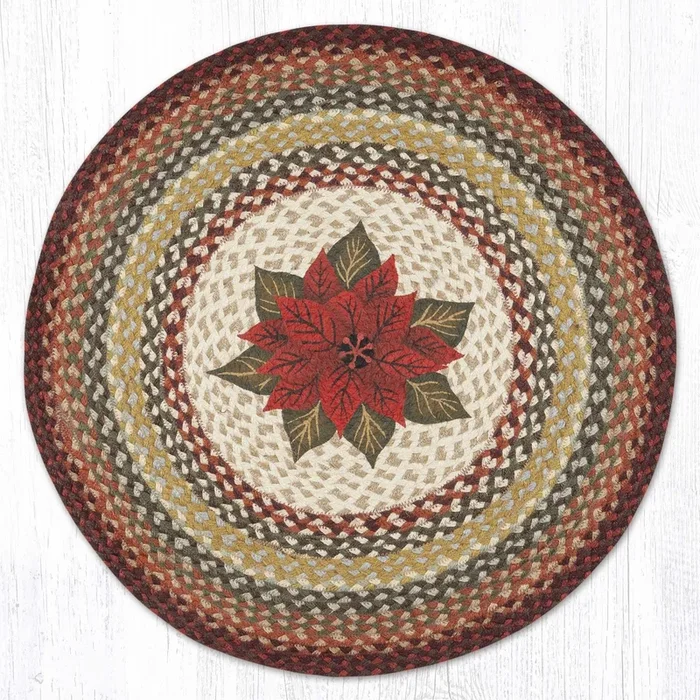 RP-417 Primitive Poinsettia Round Rug