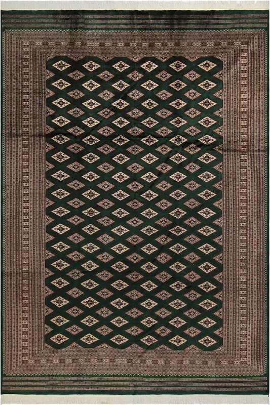 Rustic Bokhara Hamal Green/Taupe Wool Rug – 9’0” x 11’8”