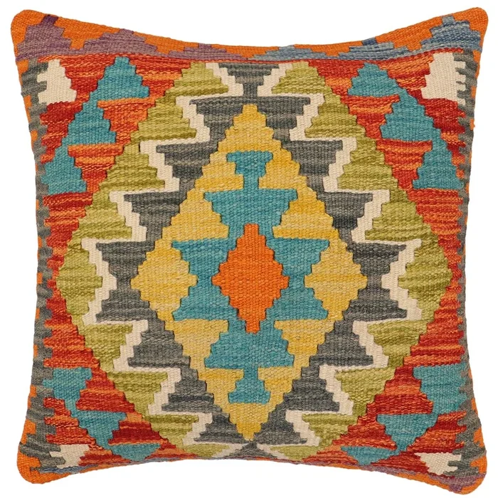 Rustic Coombes Turkish Hand-Woven Kilim Pillow